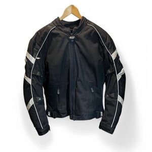 Black Motorcycle Jacket with Silver Accents